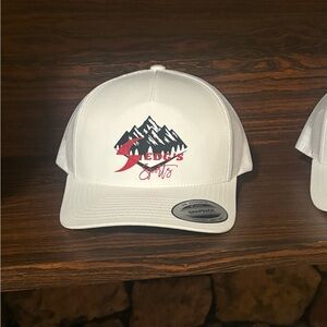 White Snapback Hat with Mountain Logo